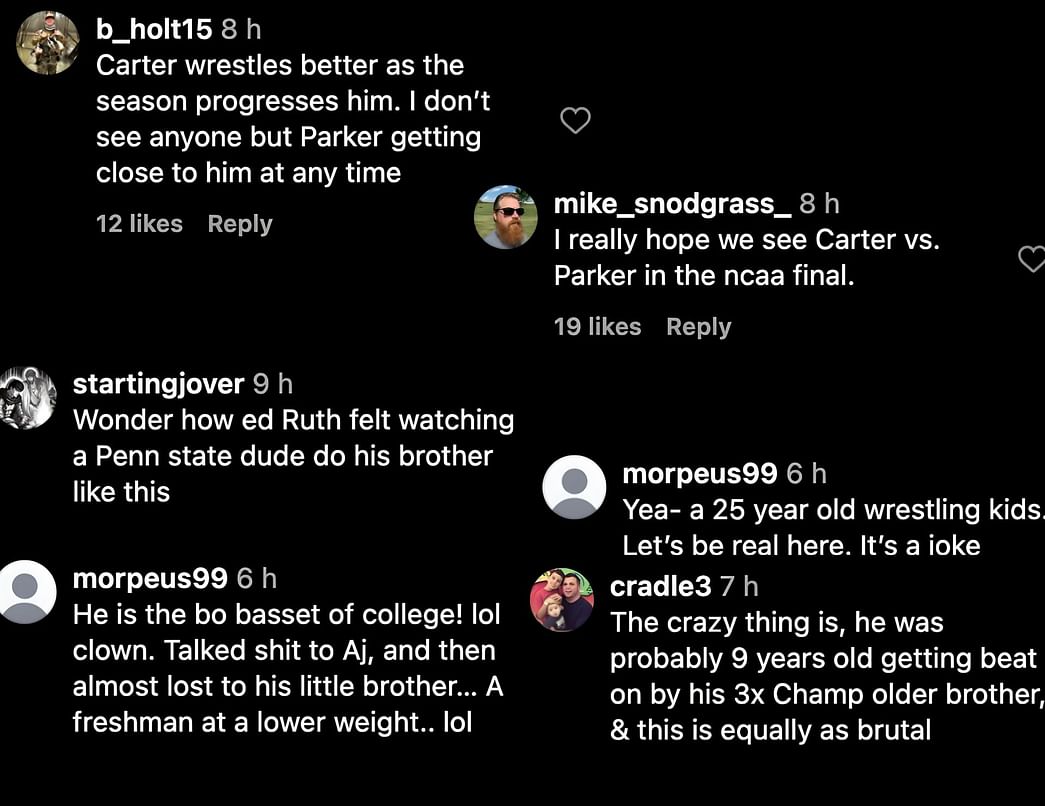 "25yearold wrestling kids" "Bo basset of college" Fans divided as Carter Starocci sets new