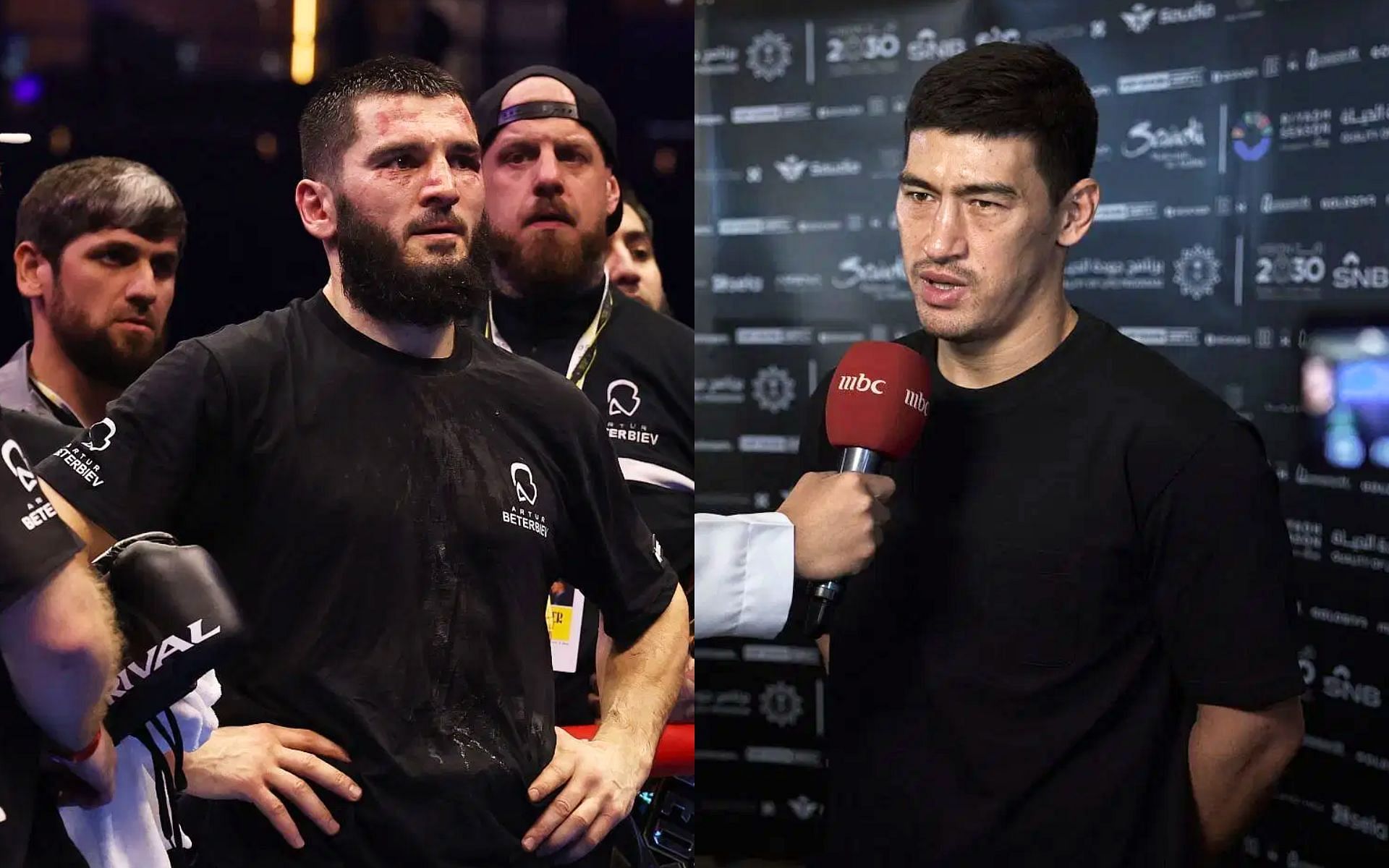 Dmitry Bivol (right) addresses the no-handshake from Artur Beterbiev (left) in the ring following loss in rematch [Images courtesy: Getty Images]