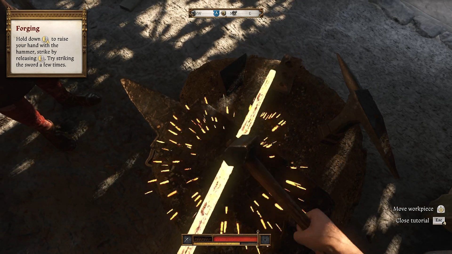 Evenly forge the sword when it has an increased temperature (Image via Deep Silver)