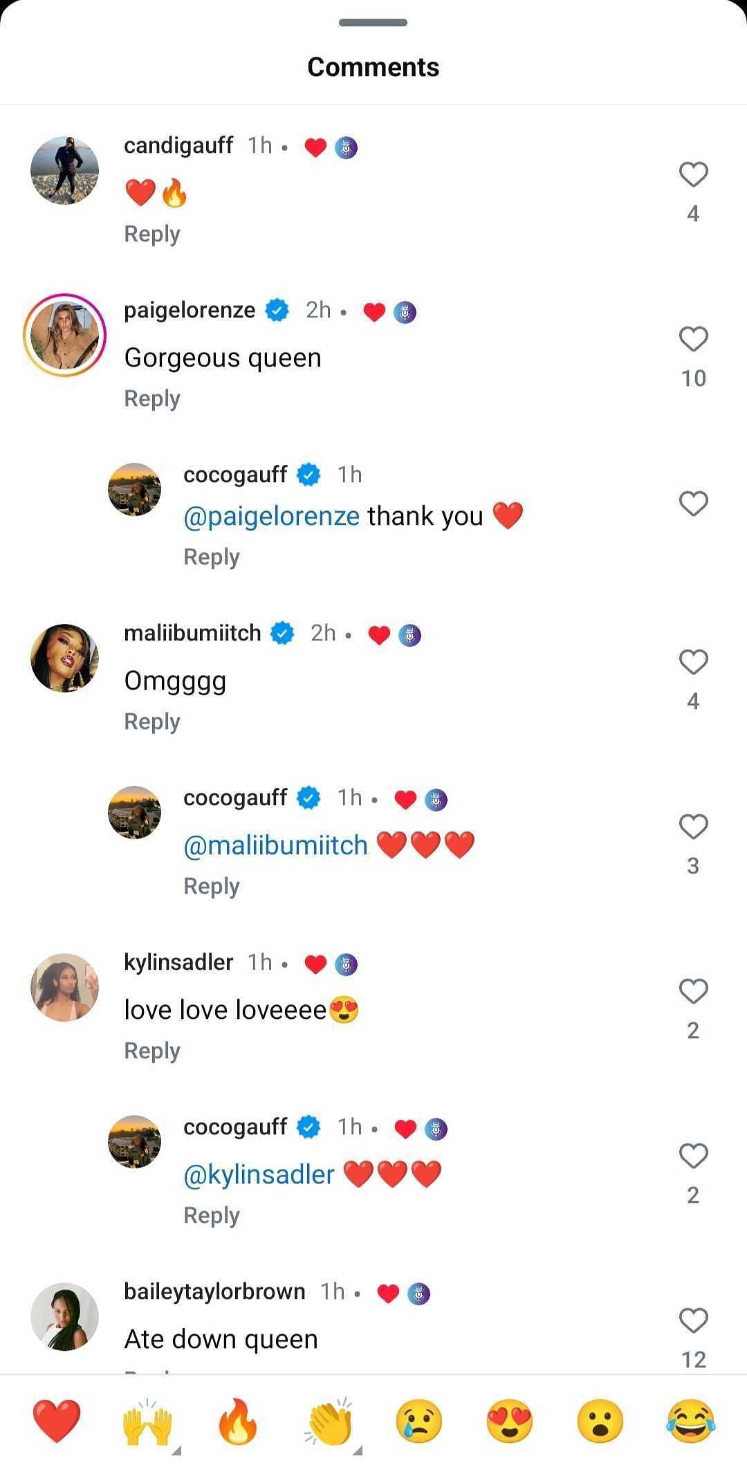 Coco Gauff&#039;s comment section overflowing with love - Source: Instagram