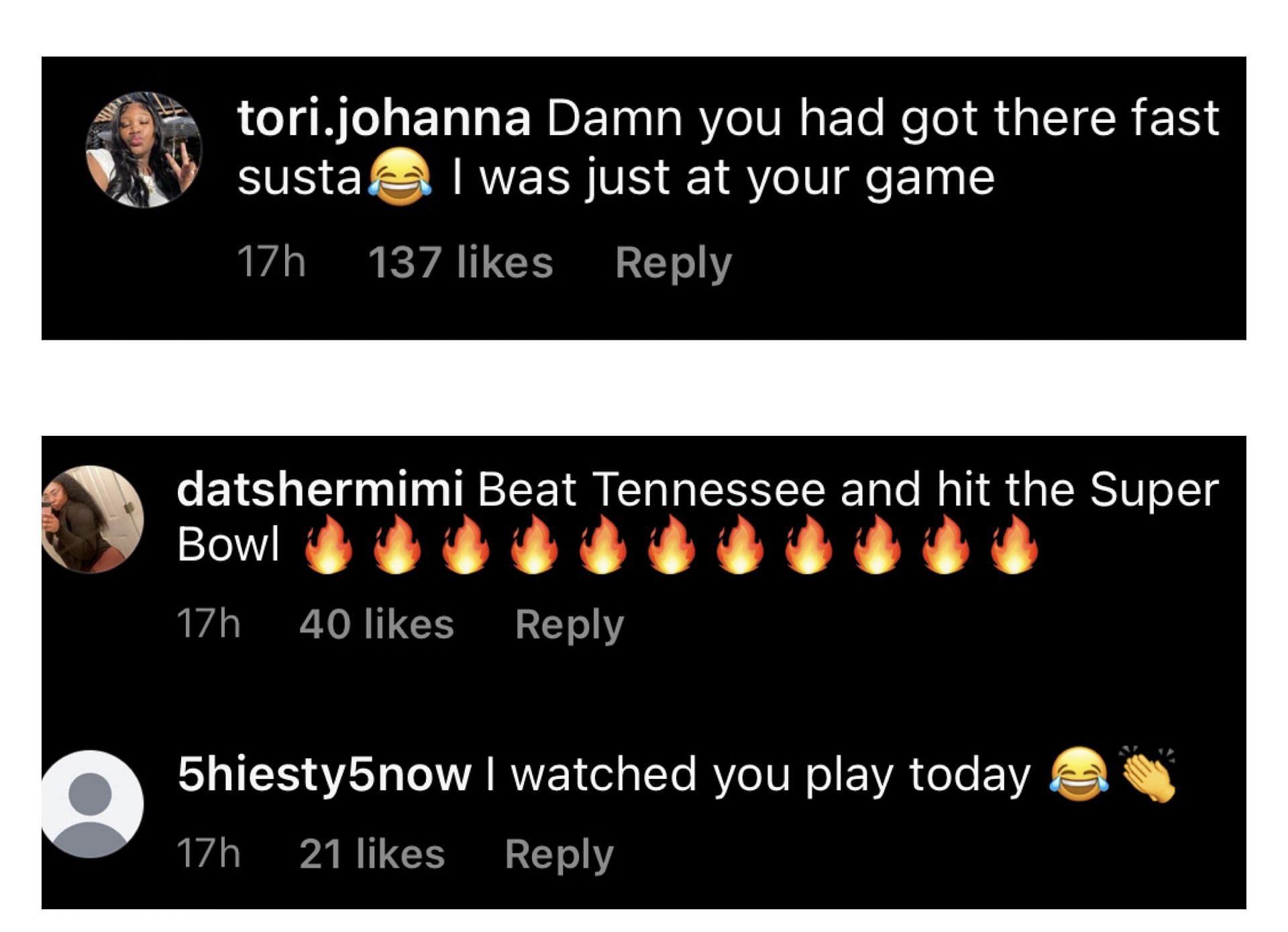 Fans react to Flau&#039;jae Johnson at the Super Bowl game on Sunday. IG image via @flaujae