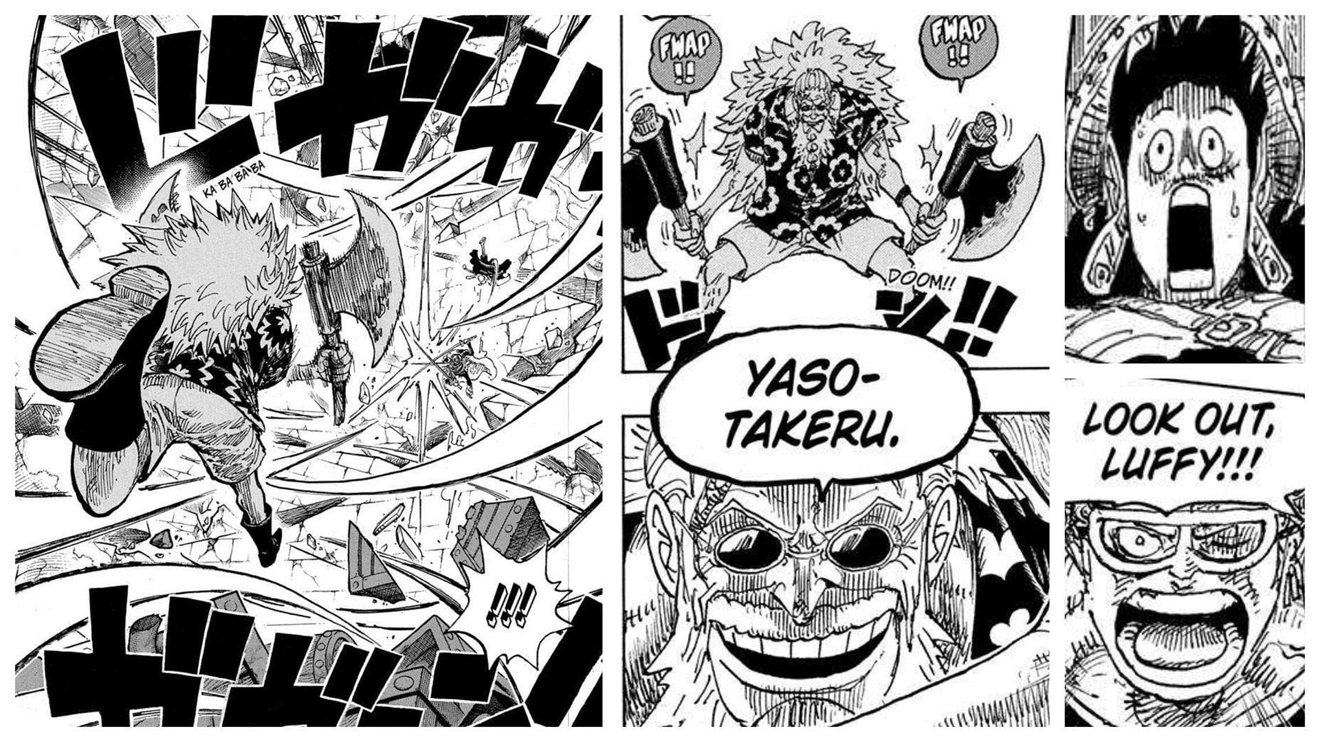 Gaban attacking Luffy and Zoro in One Piece chapter 1140 (Image via Shueisha)