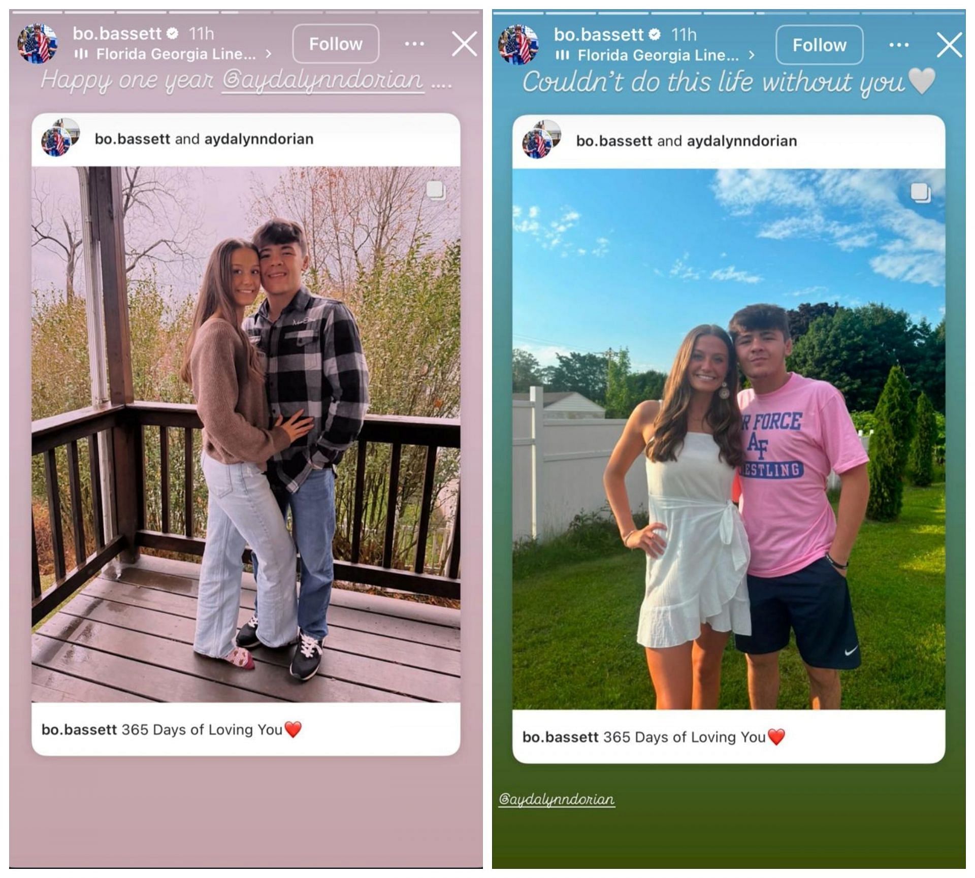 Bo Bassett and his girlfriend celebrate one year anniversary; Instagram - @bo.bassett