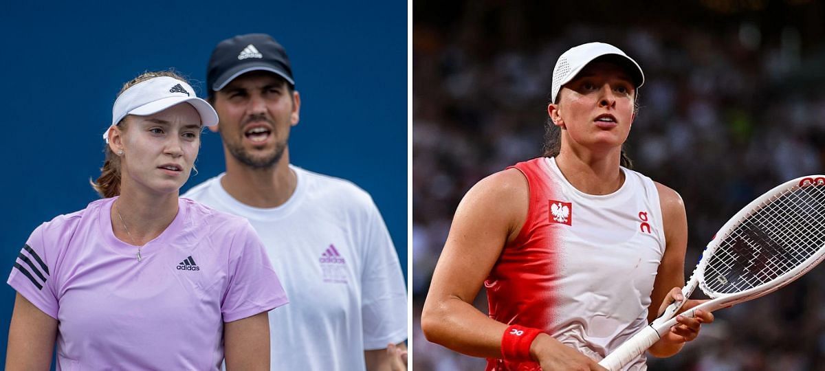 Elena Rybakina and Stefano Vukov (L), Iga Swiatek (R) [Image source: Getty]