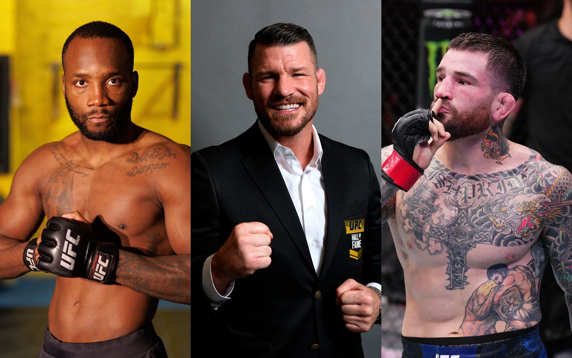 Michael Bisping (middle) believes Leon Edwards (left) is up against a tricky challenge in Sean Brady (right) [Images courtesy: Getty Images]