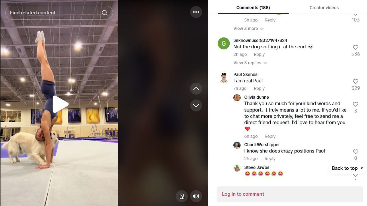 Dunne&#039;s Tiktok video&#039;s comment section