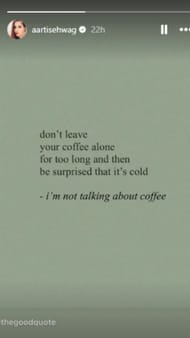 आरती सहवाग की इंस्टाग्राम स्टोरी का स्क्रीनशॉट (Photo Credit: Instagram/aartisehwag)