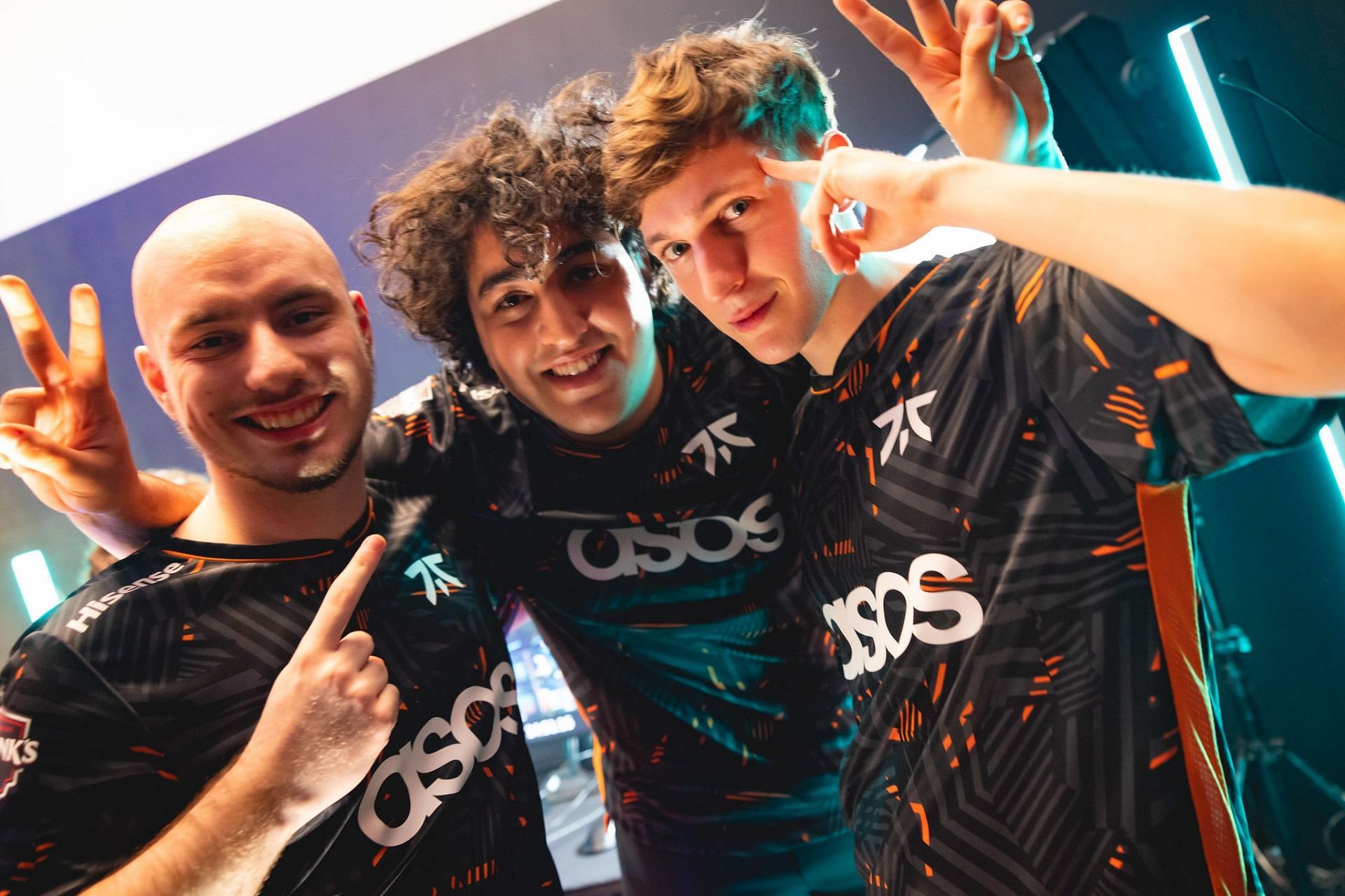 Derke with Fnatic teammates, Boaster and Alfajer, at LOCK//IN Sao Paulo (Image via Riot Games)