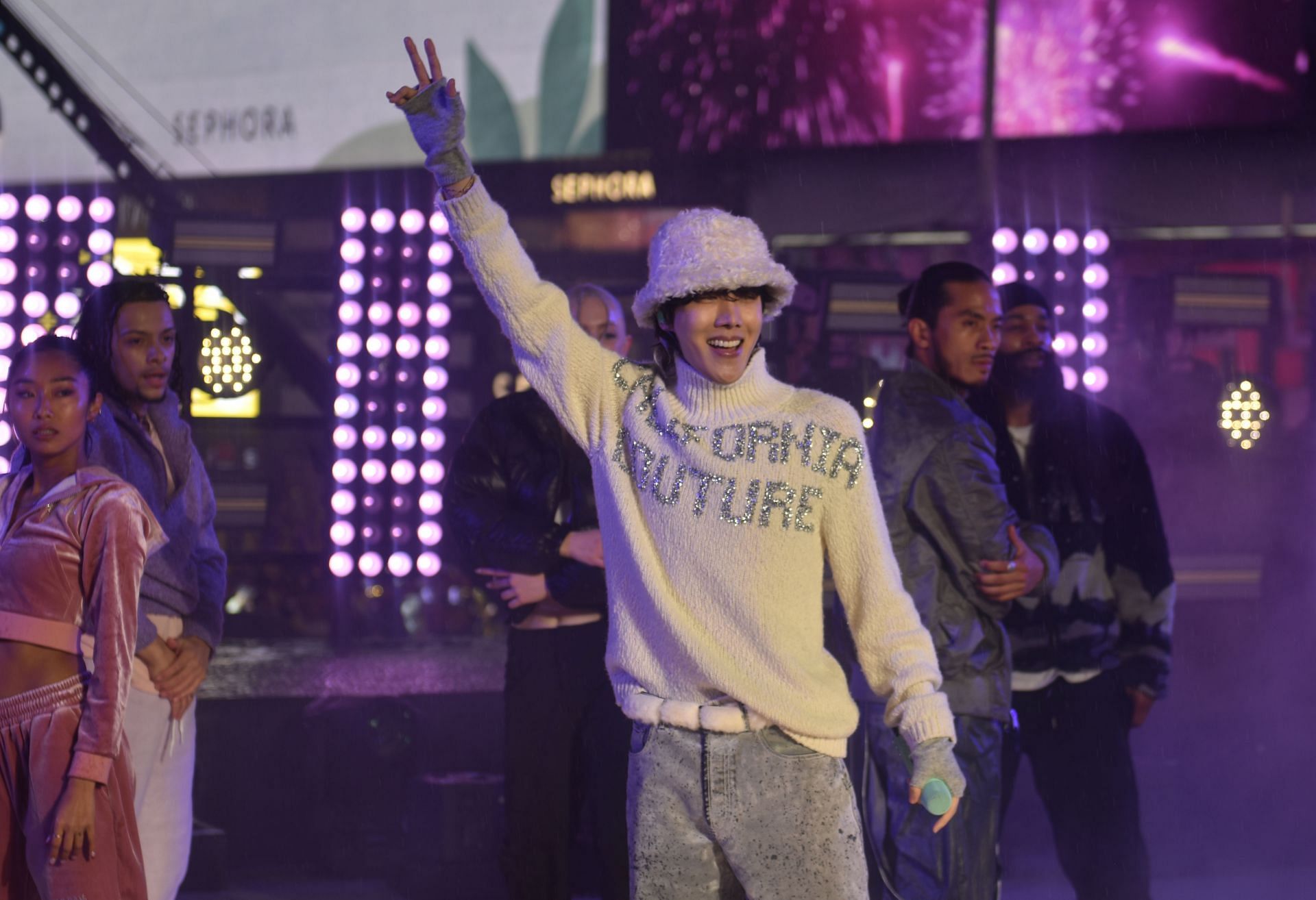 J-Hope performs in Times Square... - Source: Getty