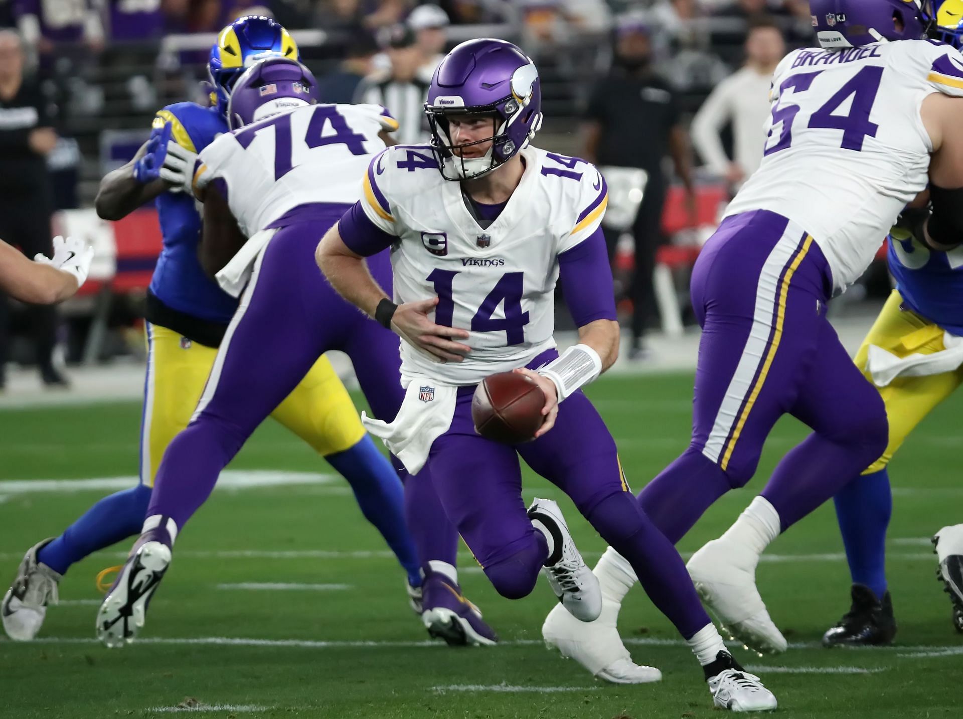 Sam Darnold during NFC Wild Card Playoffs: Minnesota Vikings v Los Angeles Rams - Source: Getty