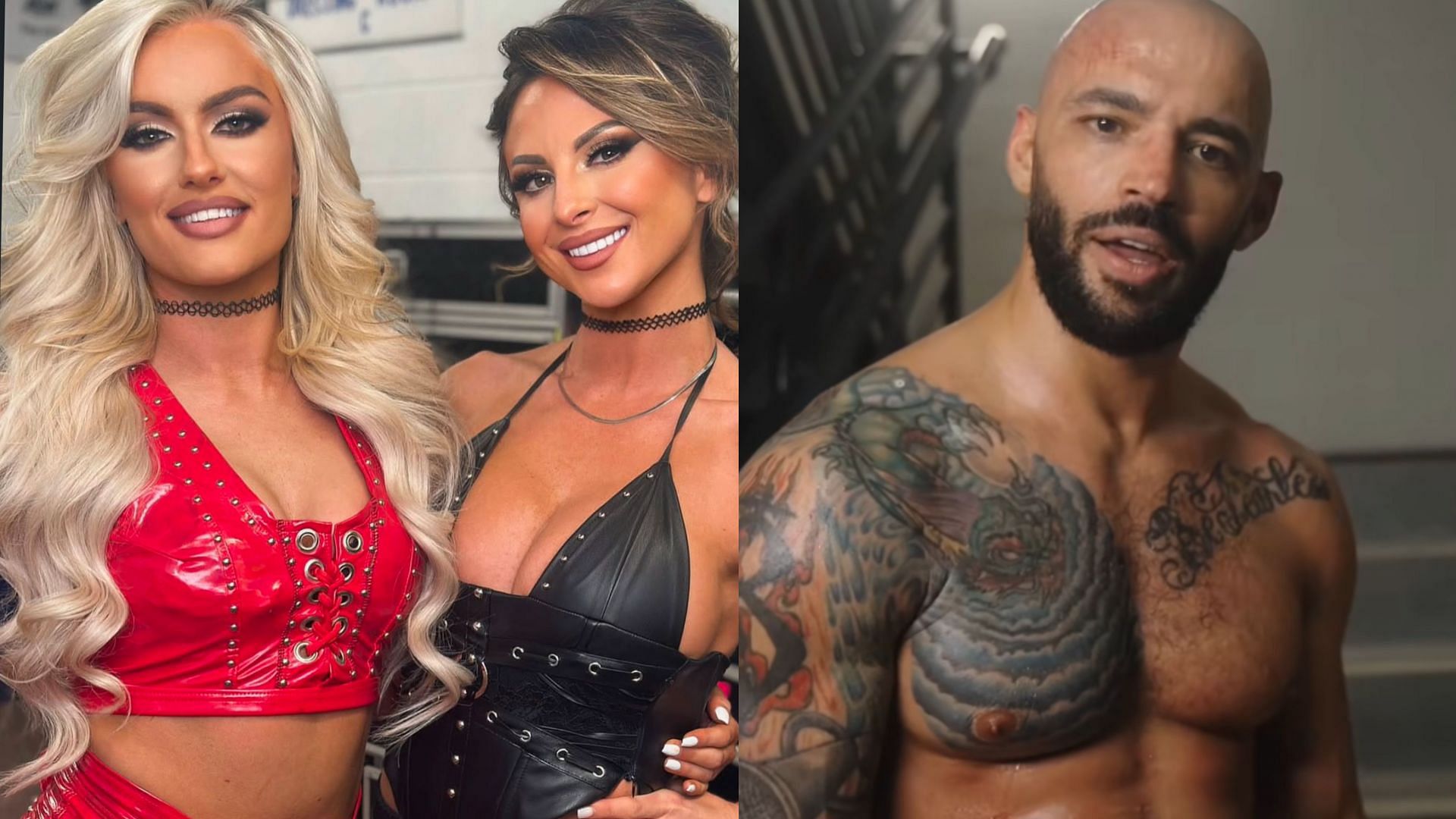 Mariah May and Harley Cameron (left) and Ricochet (right) (Image credits: Mariah May and AEW&rsquo;s Instagram)