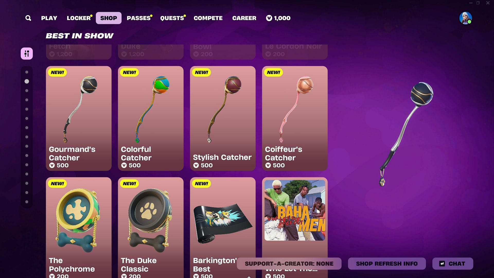 There are many cosmetics related to the Fetch, Chef, Alphonse, and Duke skins in Fortnite (Image via Epic Games)