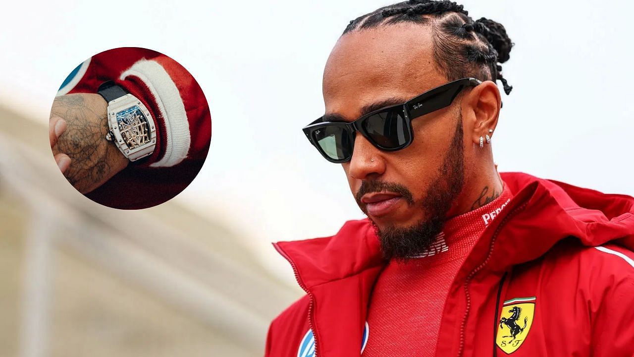 Lewis Hamilton (Background Image via Getty, Inset via Ferrari on X)