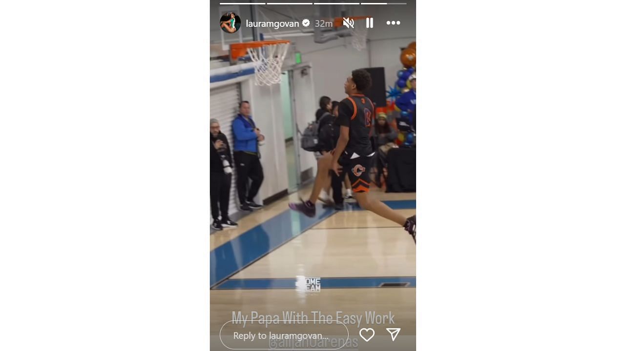 Laura Govan, Aliya Arenas's mother, shares Instagram's story with the participation of her son's highlight on Wednesday against El Camino Royals. [photo: @lauramgovan/IG]