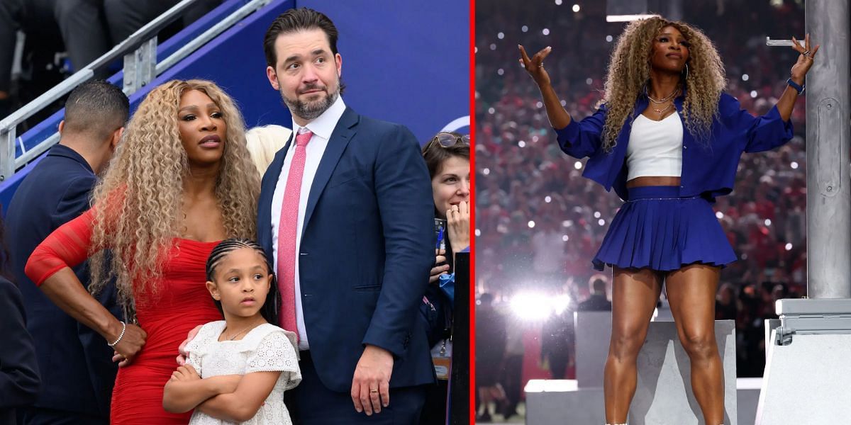 Serena Williams with her husband Alexis Ohanian and daughter Olympia | Images via Getty 