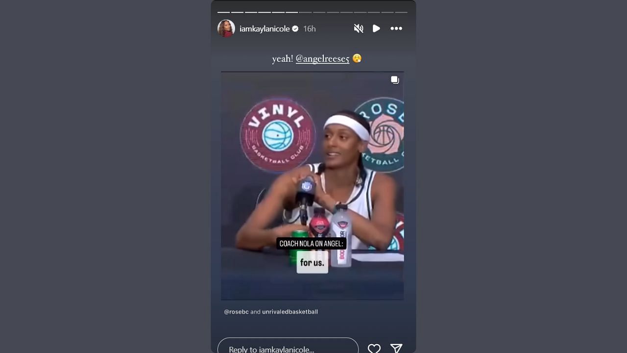 Kayla Nicole reacted to Angel Reese, who received praise from her coach and teammate. (Credits: @iamkaylanicole/Instagram)