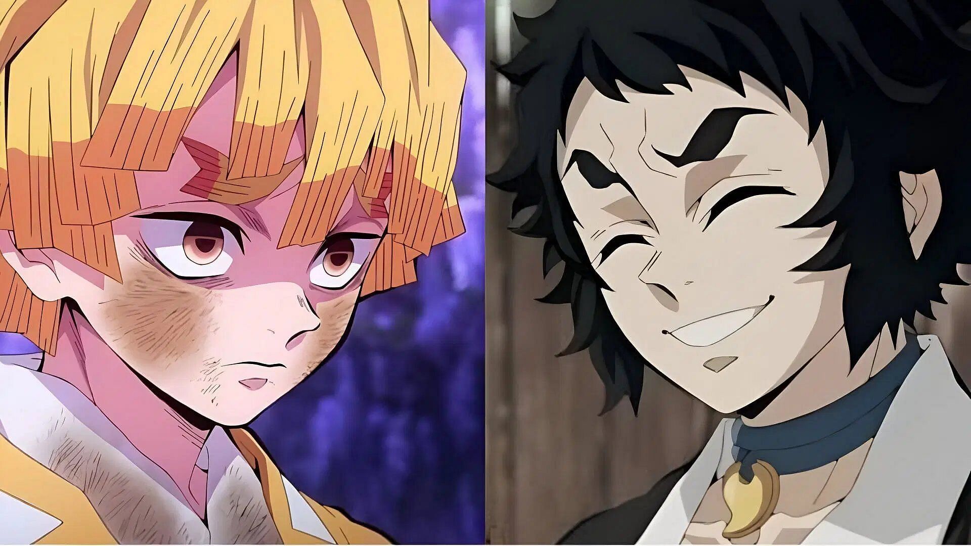 Zenitsu and Kaigaku, Jigoro&#039;s students, as seen in the anime (Image via Ufotable).