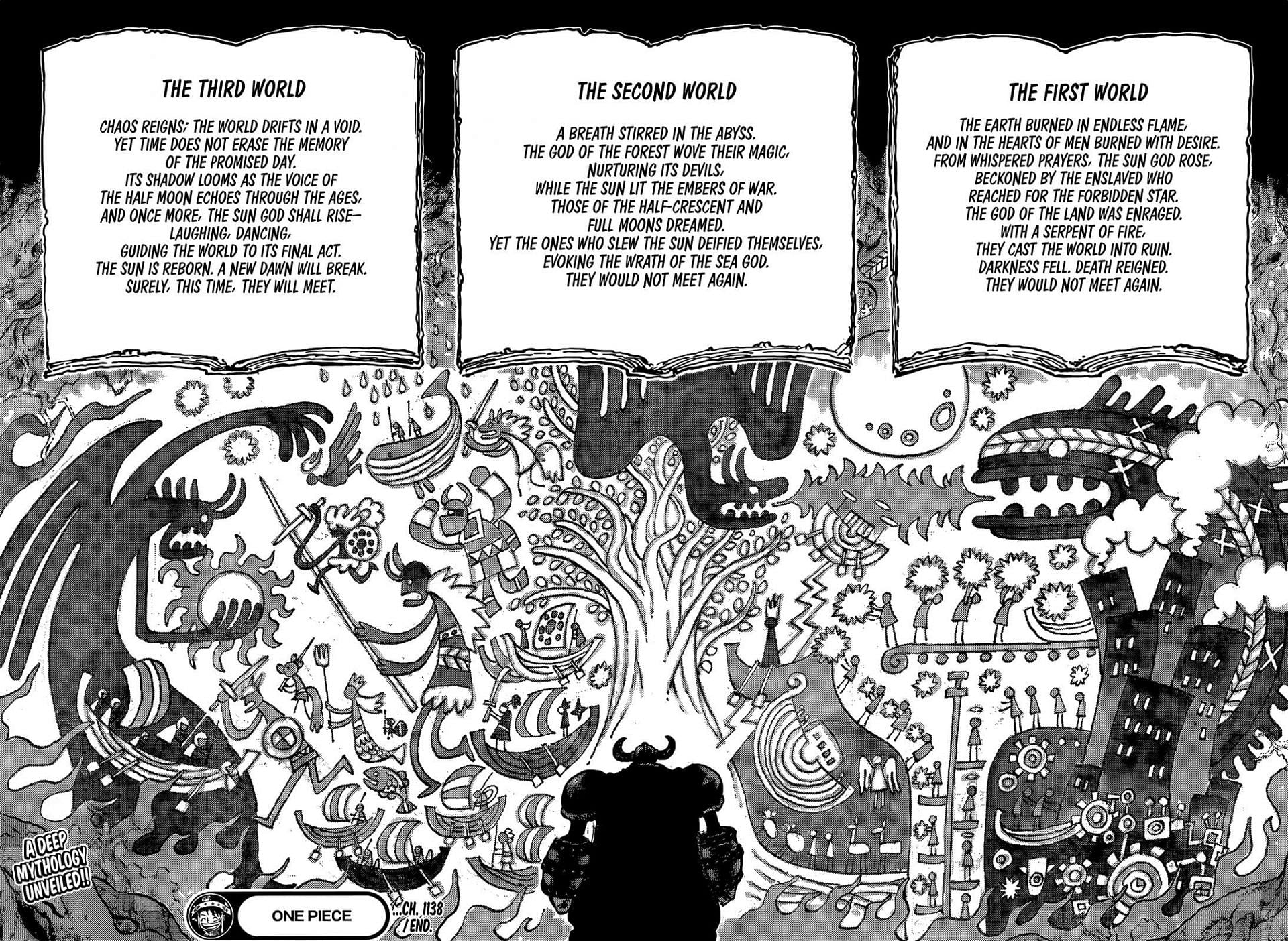 The Harley Sacred Texts as shown in One Piece chapter 1138 (Image via Shueisha)