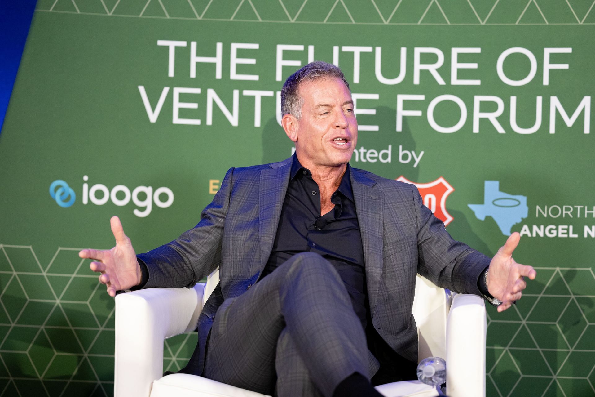 Troy Aikman during Dallas Startup Week 2023 - The Future Of Venture Forum: Troy Aikman And Steve Case - Source: Getty