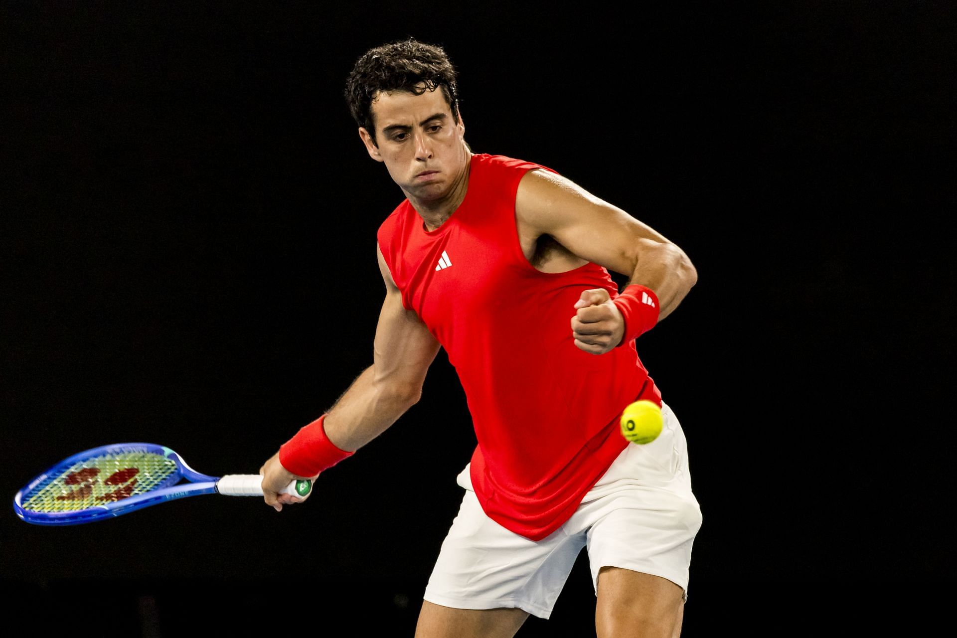 Munar plays a forehand in the Australian Open - Source: Getty