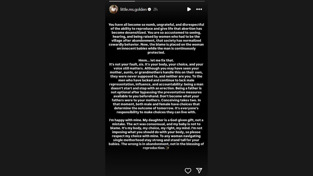 Ayesha Howard speaks her mind about her daughter and more on IG (Credits: @little.ms.golden/Instagram)