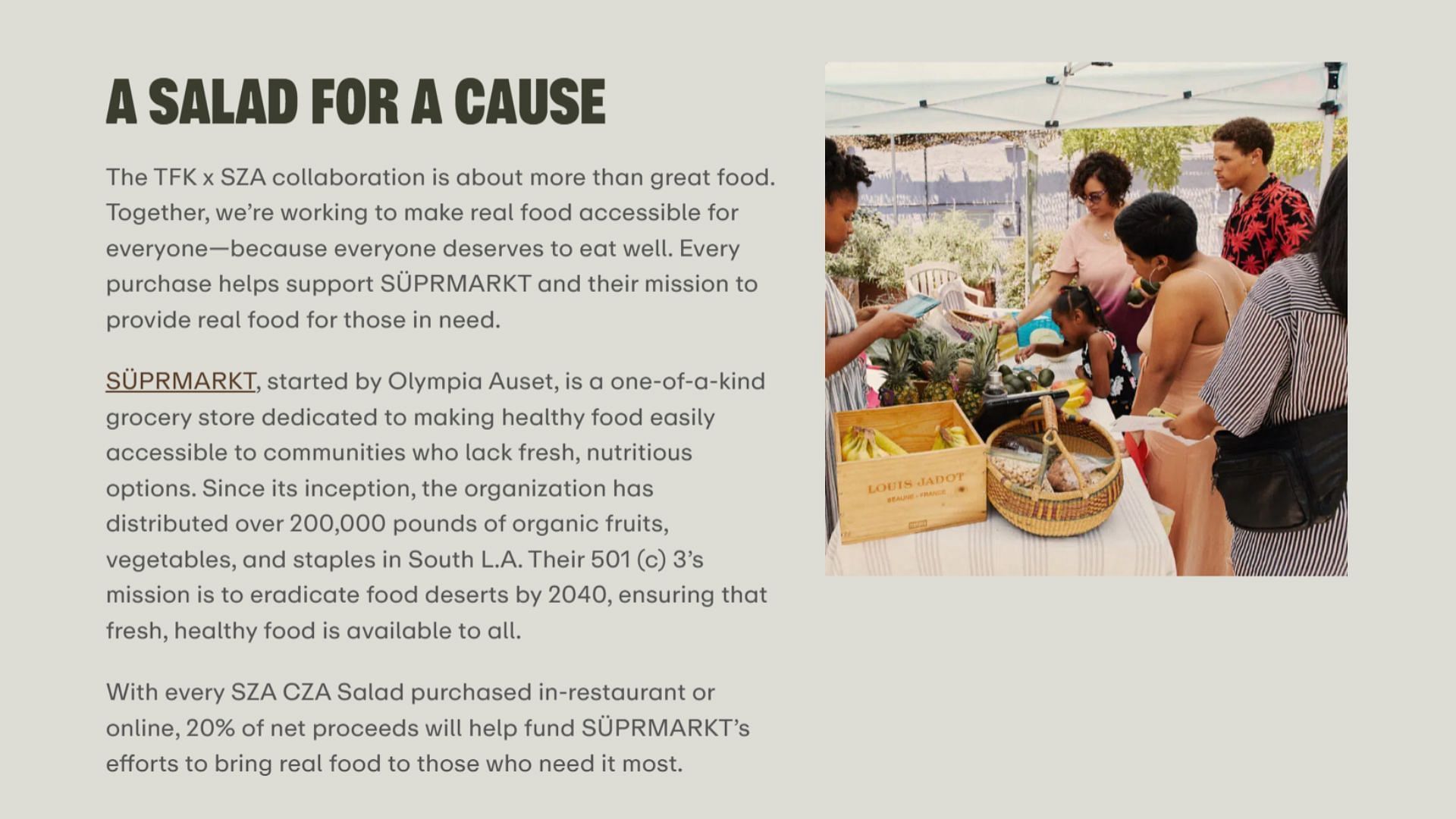 Every purchase helps support S&Uuml;PRMARKT to help those in need (Image via True Food Kitchen)