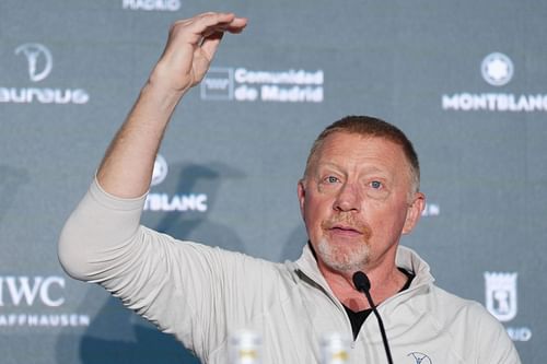 Boris Becker at a press conference at the 2024 Laureus World Sports Awards in Madrid (Source: Getty)