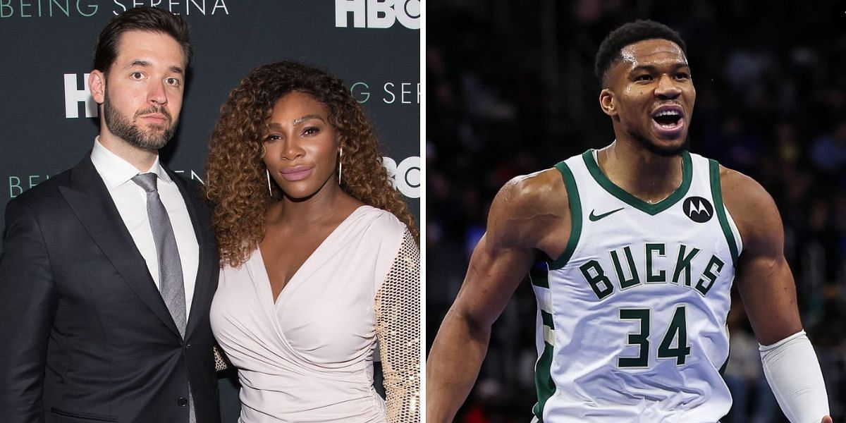 Serena Williams and Alexis Ohanian (L)  Giannis Antetokounmpo (R) - Source: Getty