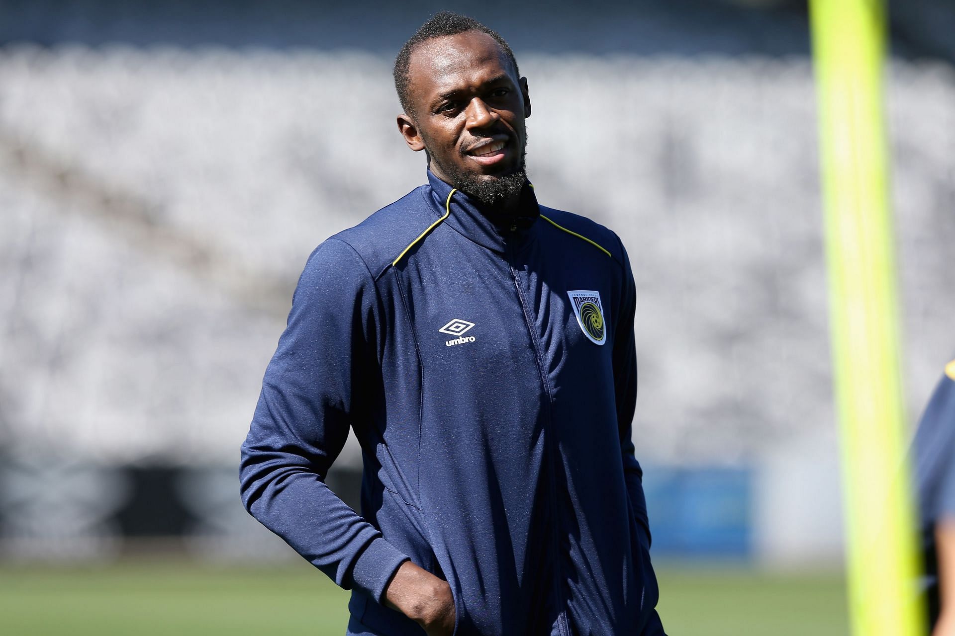 Usain Bolt during first training session with the Central Coast Mariners A-League squad in 2018. (Photo by Ashley Feder/Getty Images)