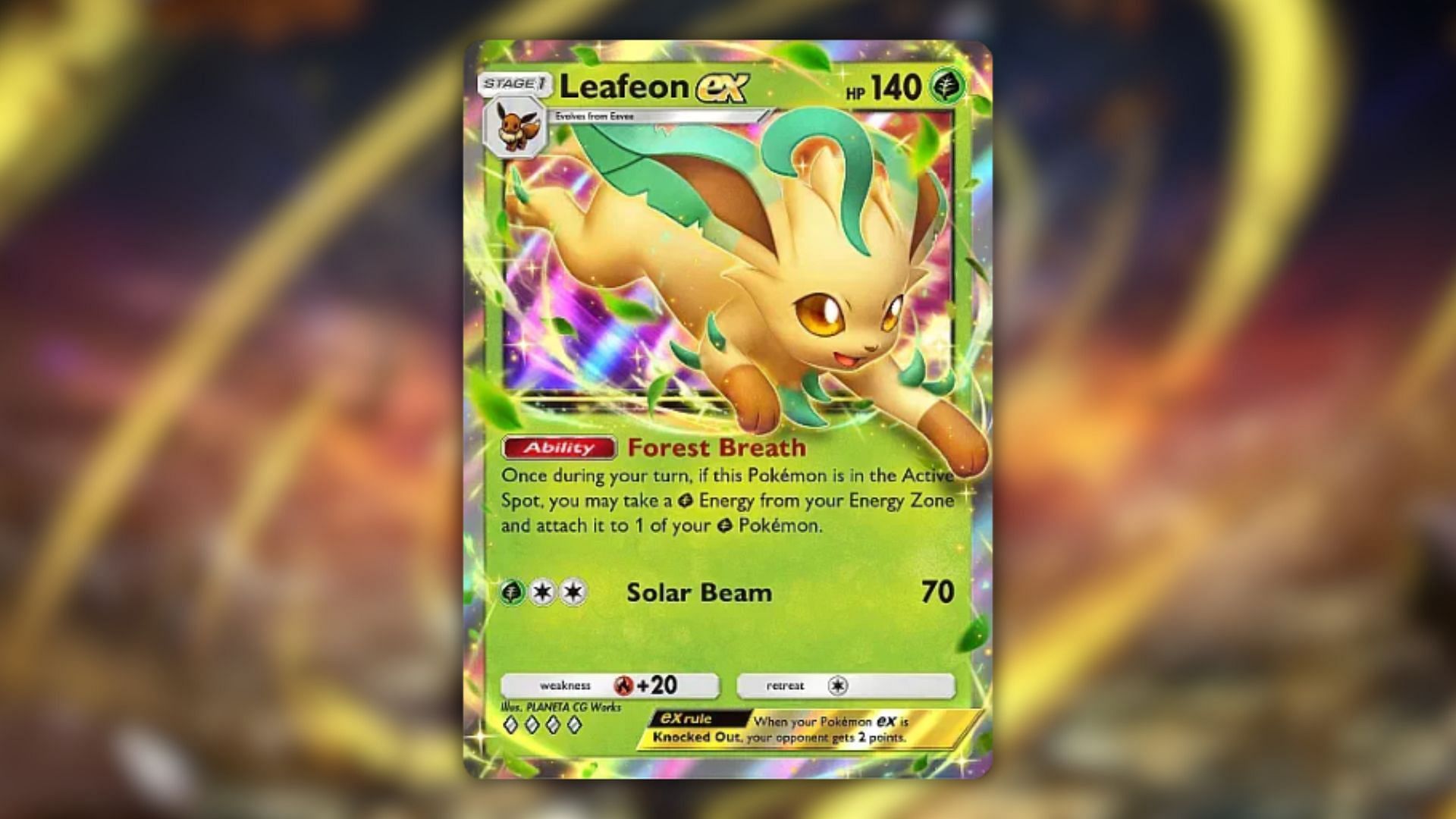 Leafeon ex as seen in the Triumphant Light expansion (Image via The Pokemon Company)