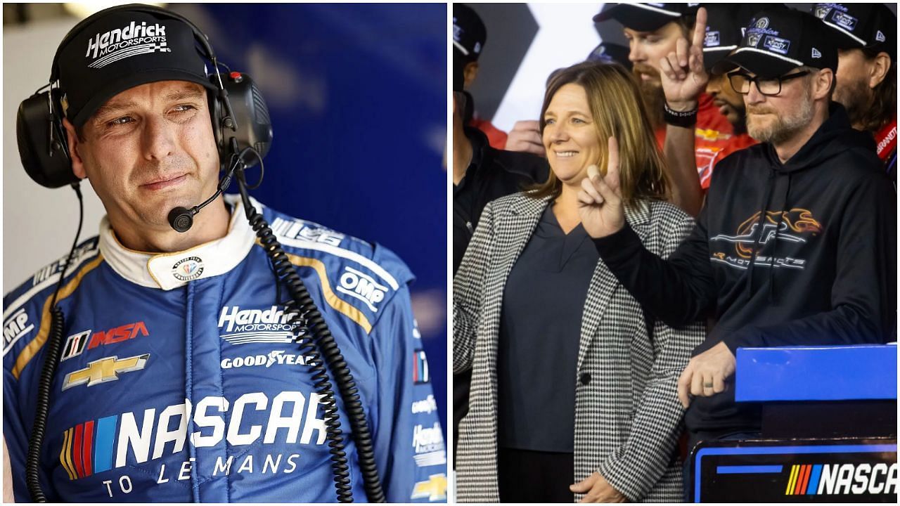 (L) Greg Ives; (R) Dale Jr. and Kelley Earnhardt. ( Image source - Getty &amp; Imagn )