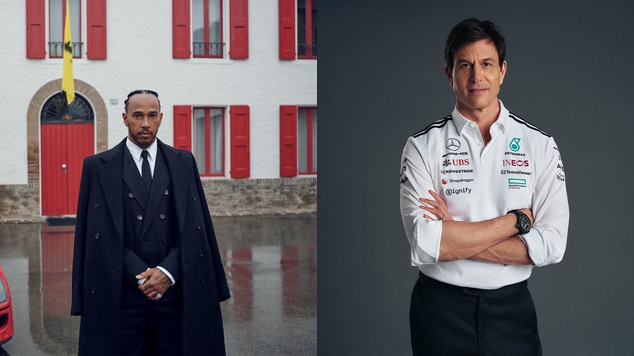 Lewis Hamilton [L] Toto Wolff [R] [Image Source: @MercedesAMGF1, @LewisHamilton/X]