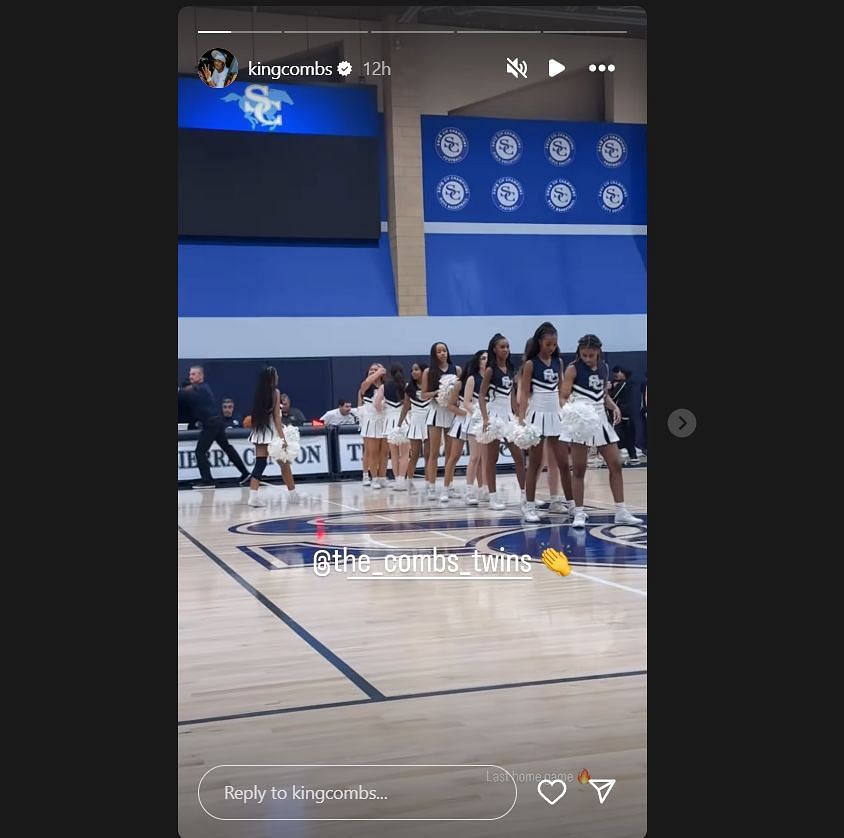 Christian Combs shares moments from the Combs twins&#039; cheerleading at Sierra Canyon&#039;s final home game via Instagram.