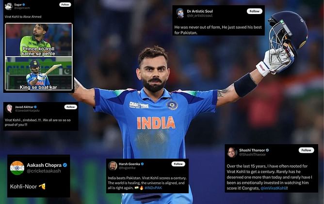 "Redeeming his glory in the final scene" - Social media erupts as Virat Kohli hits 51st ODI ton during IND vs PAK 2025 Champions Trophy match