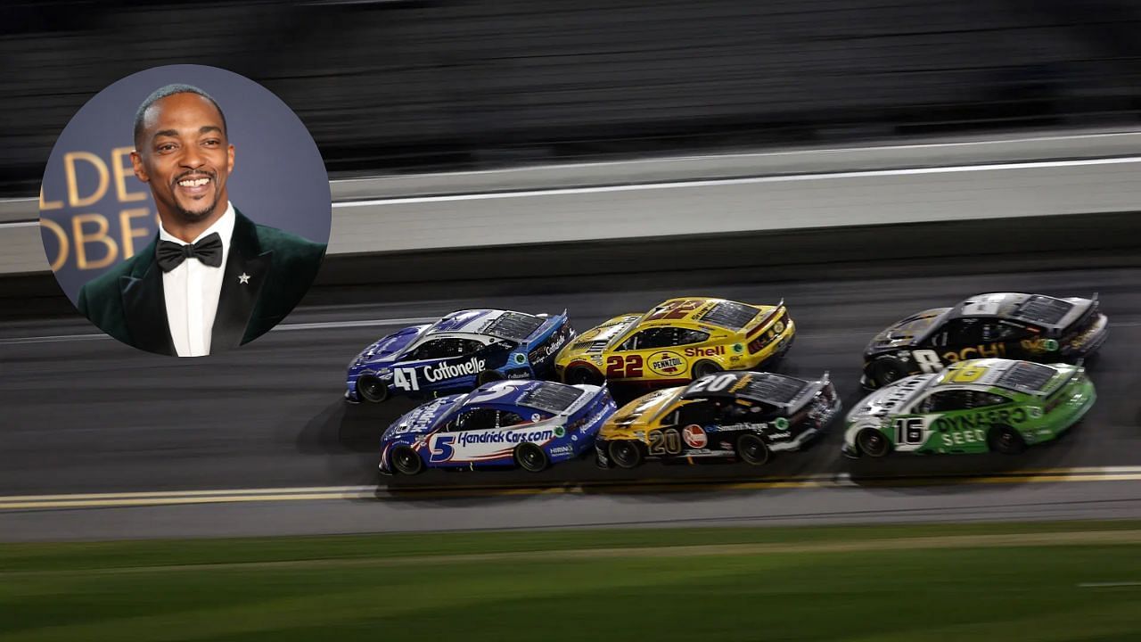 Hollywood actor Anthony Mackie - Grand Marshal for the Daytona 500 (Background Image via Getty, Foreground Image via Imagn)