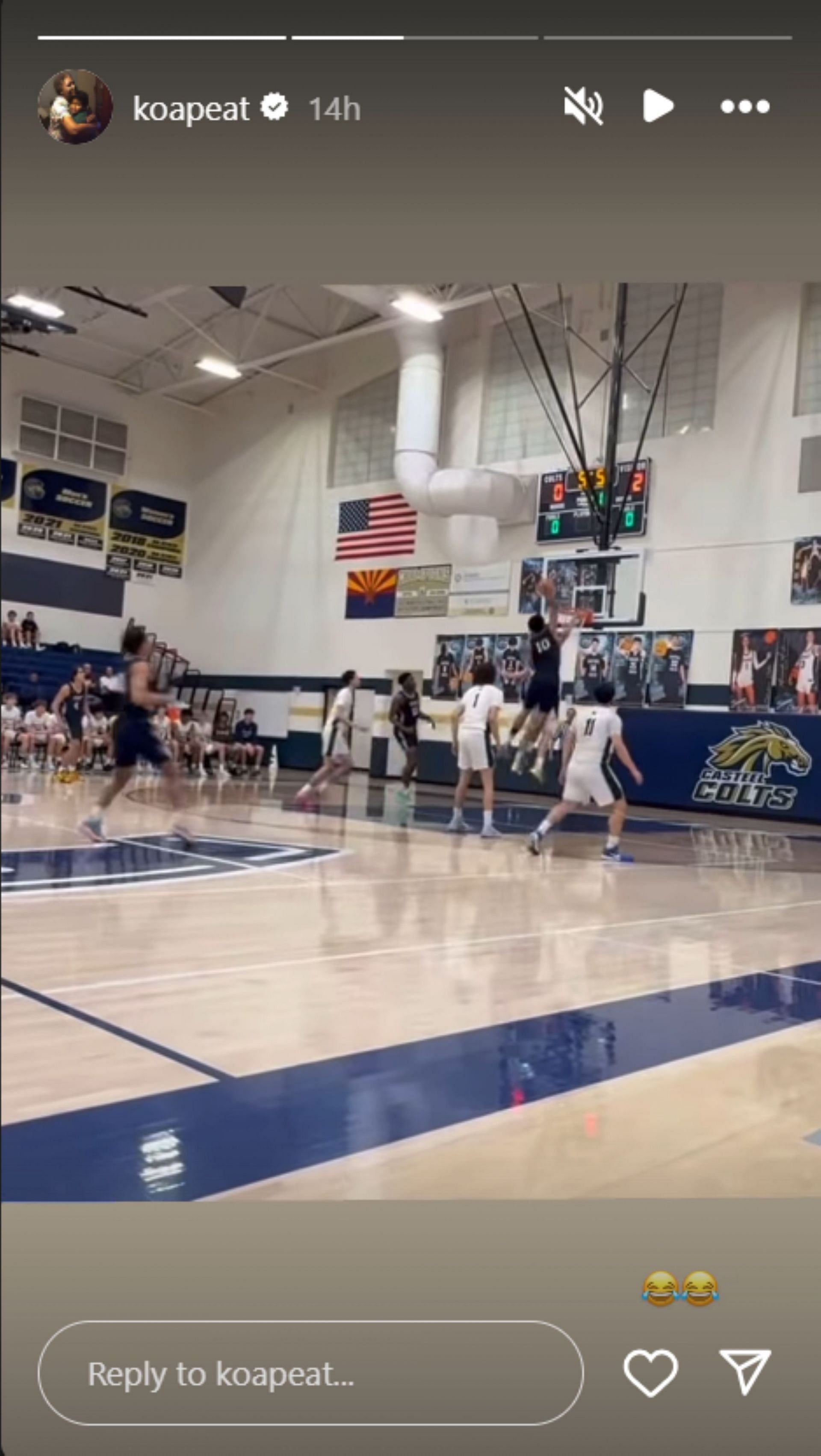 McDonald&#039;s All-American Koa Peat shares clip of his poster dunk during his game against Casteel Colts