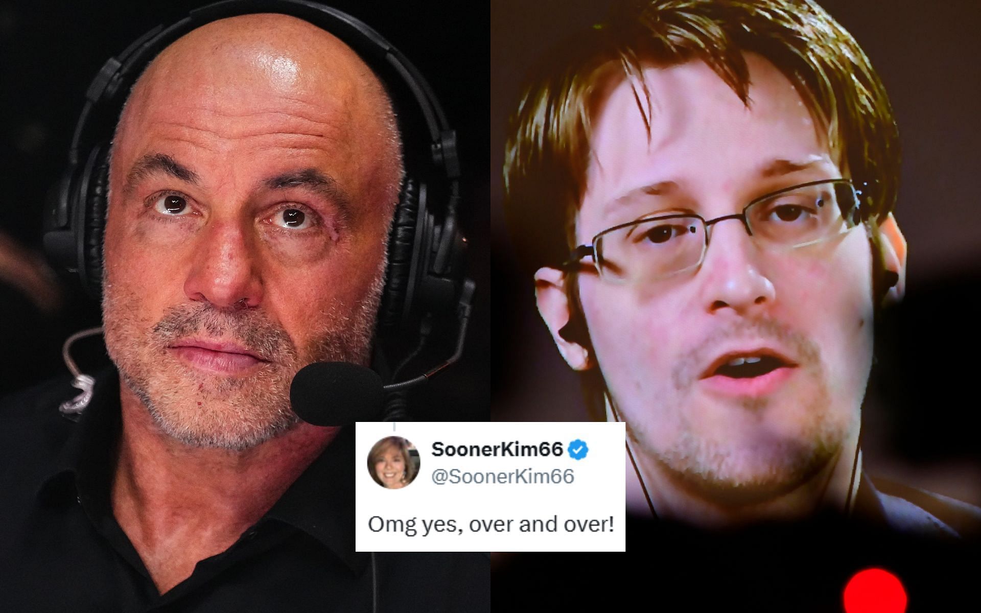 Many are calling for Joe Rogan (left) to host Edward Snowden (right) on the JRE podcast again [Images courtesy: Getty Images]