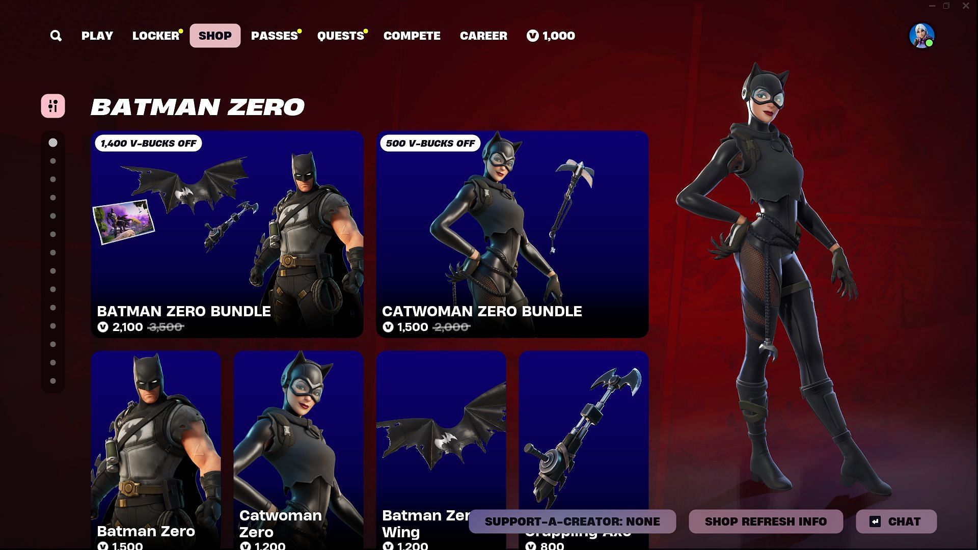 You can now purchase the Catwoman Zero skin in Fortnite (Image via Epic Games)