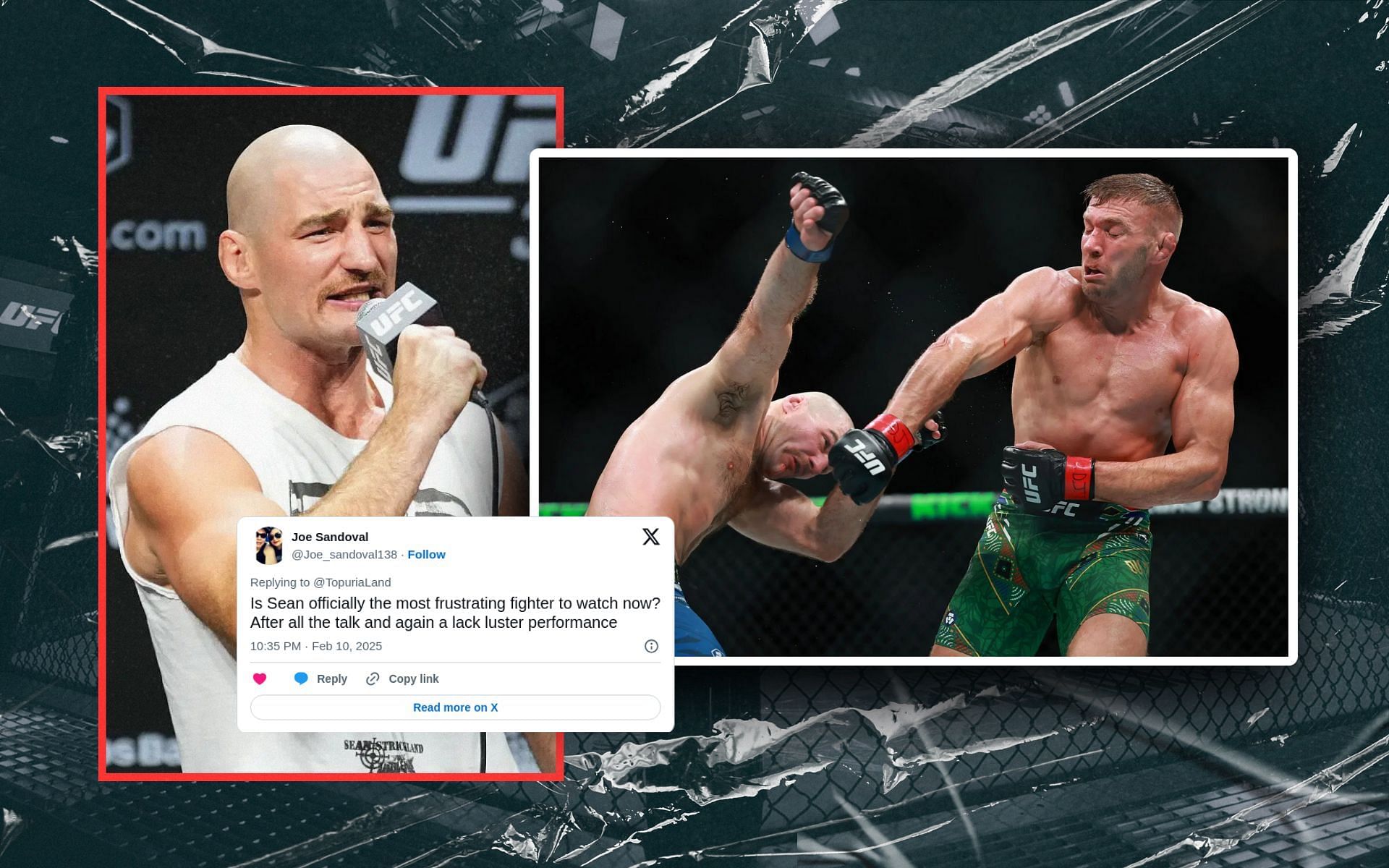 Fans react to Sean Strickland (inset) ignoring advice from his corner during UFC 312 fight. [Images courtesy: Getty Images]