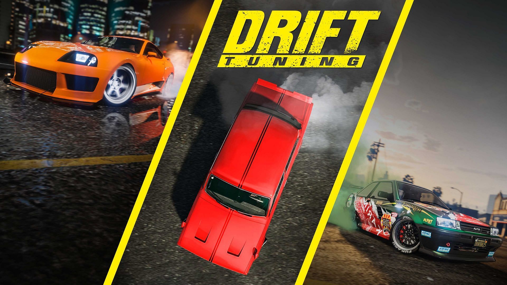 A promotional picture of new Drift Tuning-compatible vehicles (Image via Rockstar Games)