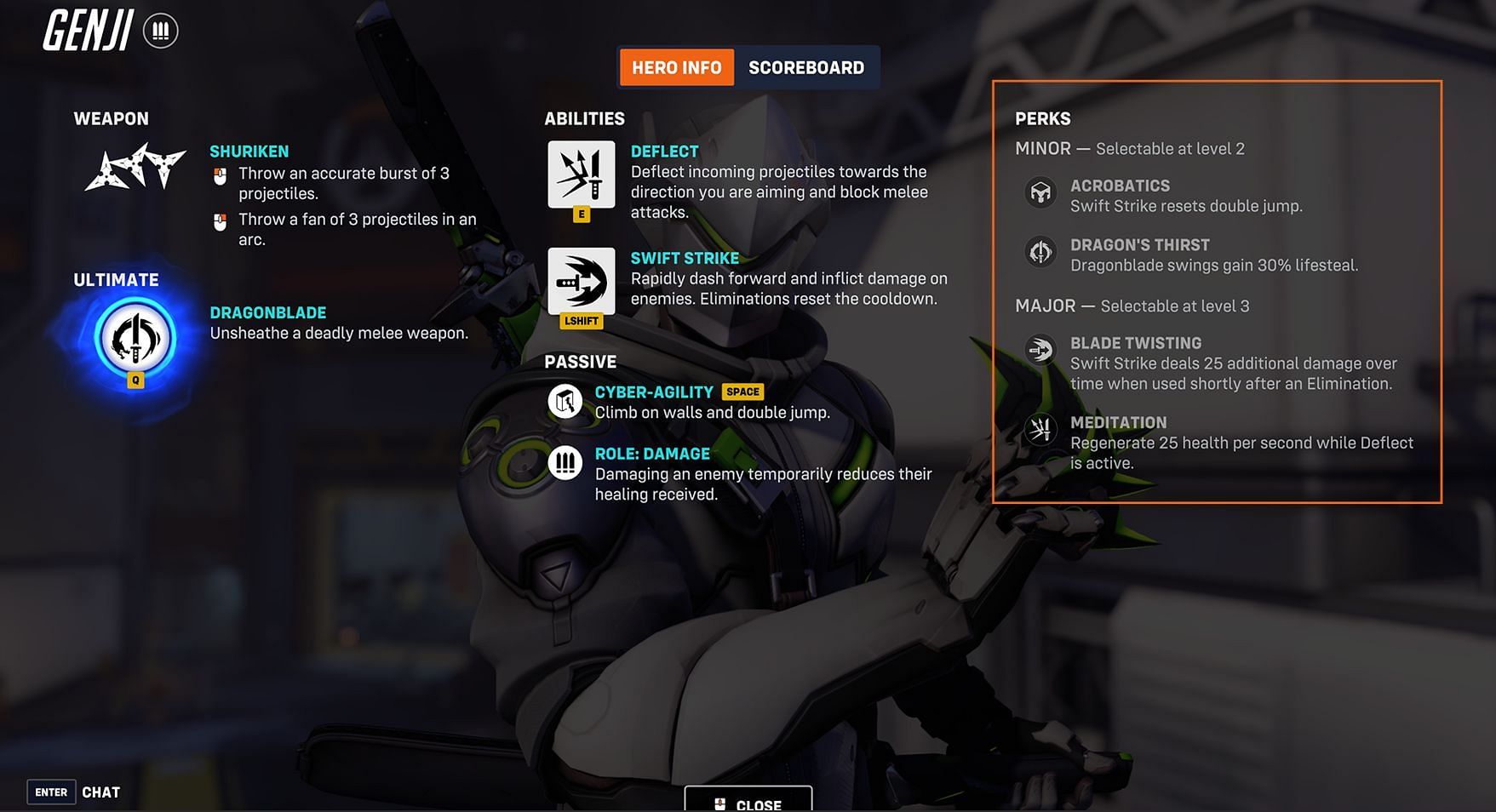 Genji perks in Overwatch 2 (Image via Blizzard Entertainment)