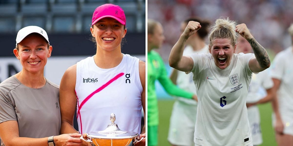 Iga swiatek with Psychiatrist Daria Abramowicz (L), Millie Bright (R) - Source: Getty