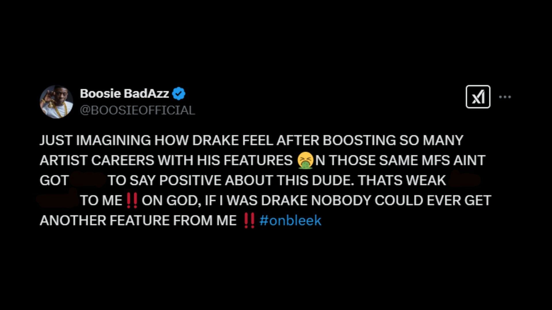 The first tweet (Image via X/BOOSIEOFFICIAL)