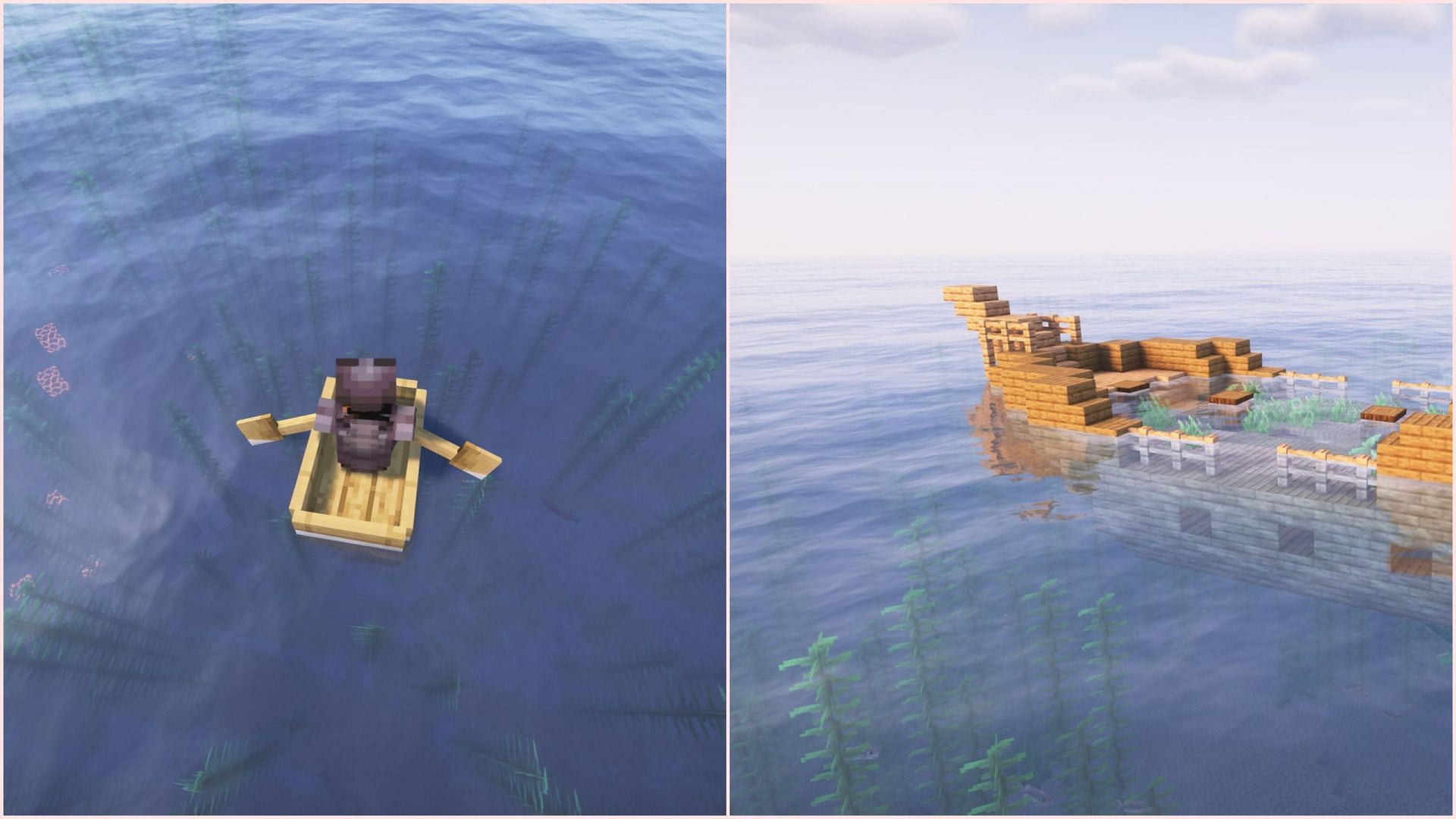 You can find shipwrecks by exploring the ocean or from a seed map tool (Image via Mojang Studios)