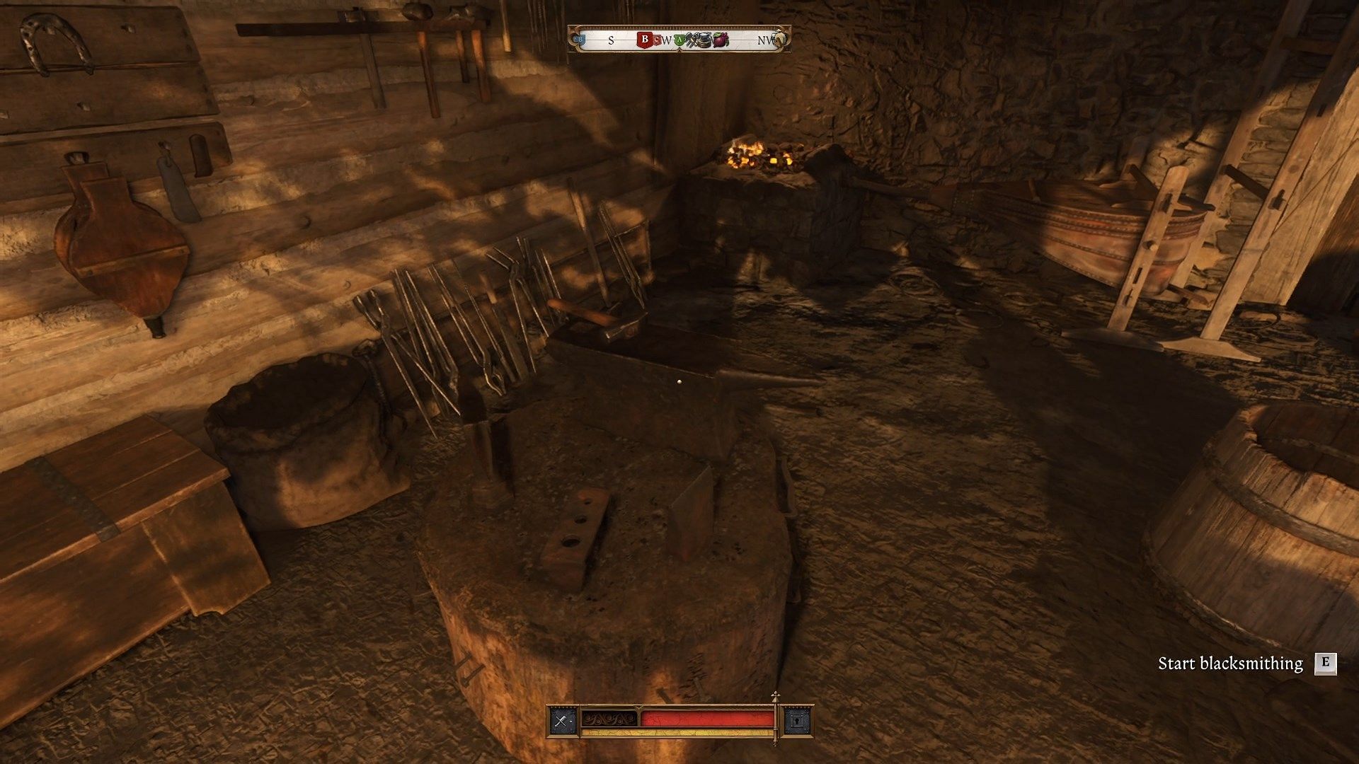 There are several blacksmithing stations throughout the game (Image via Deep Silver)