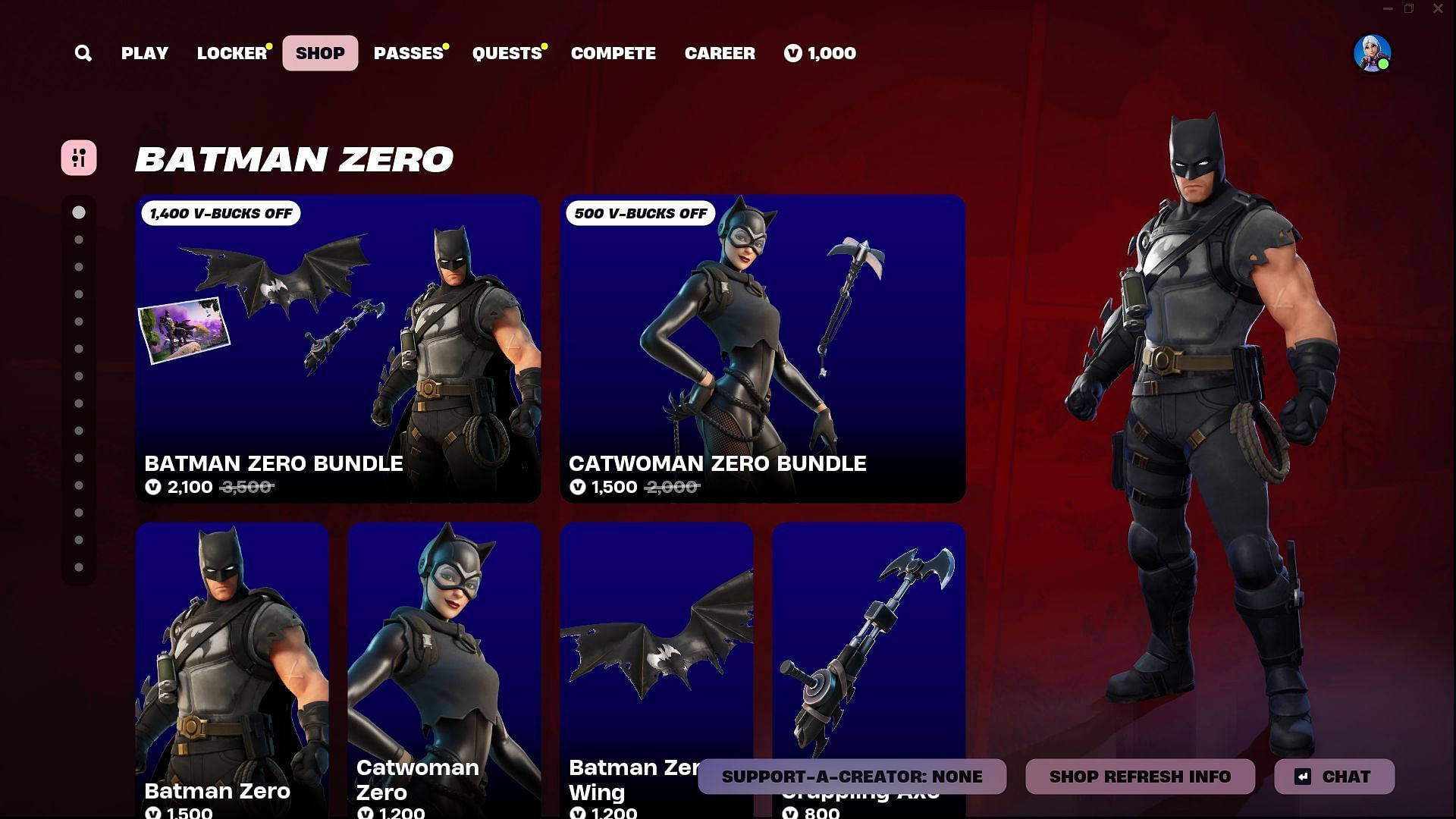 You can now purchase the Batman Zero skin in Fortnite (Image via Epic Games)