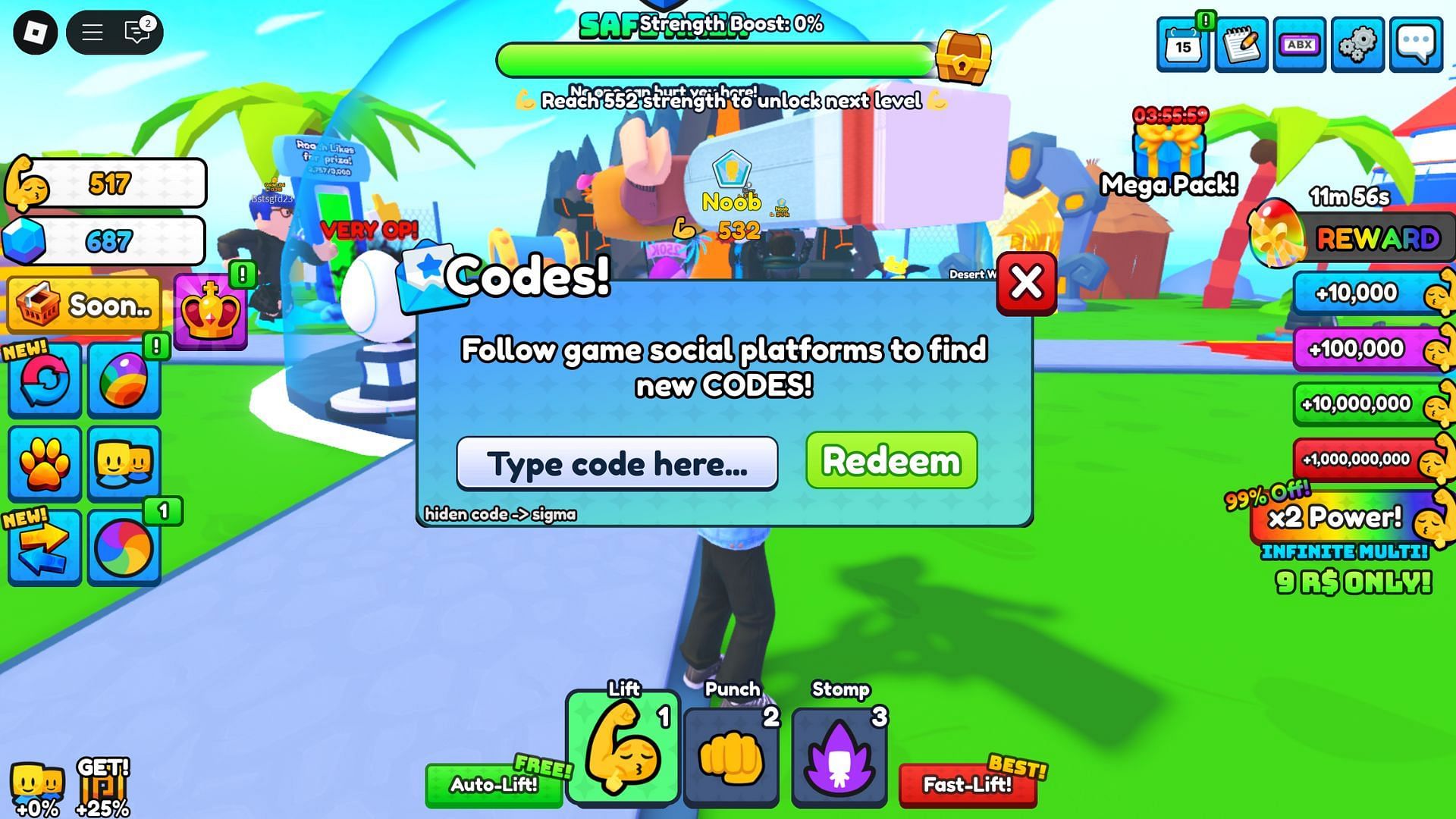 The code redemption screen (Image via Roblox)