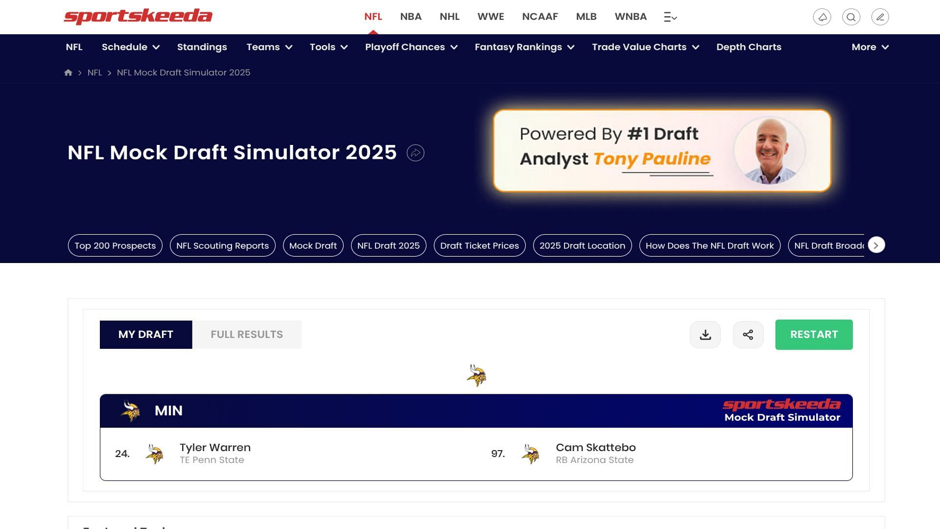 Sportskeeda&#039;s Mock Draft Simulator