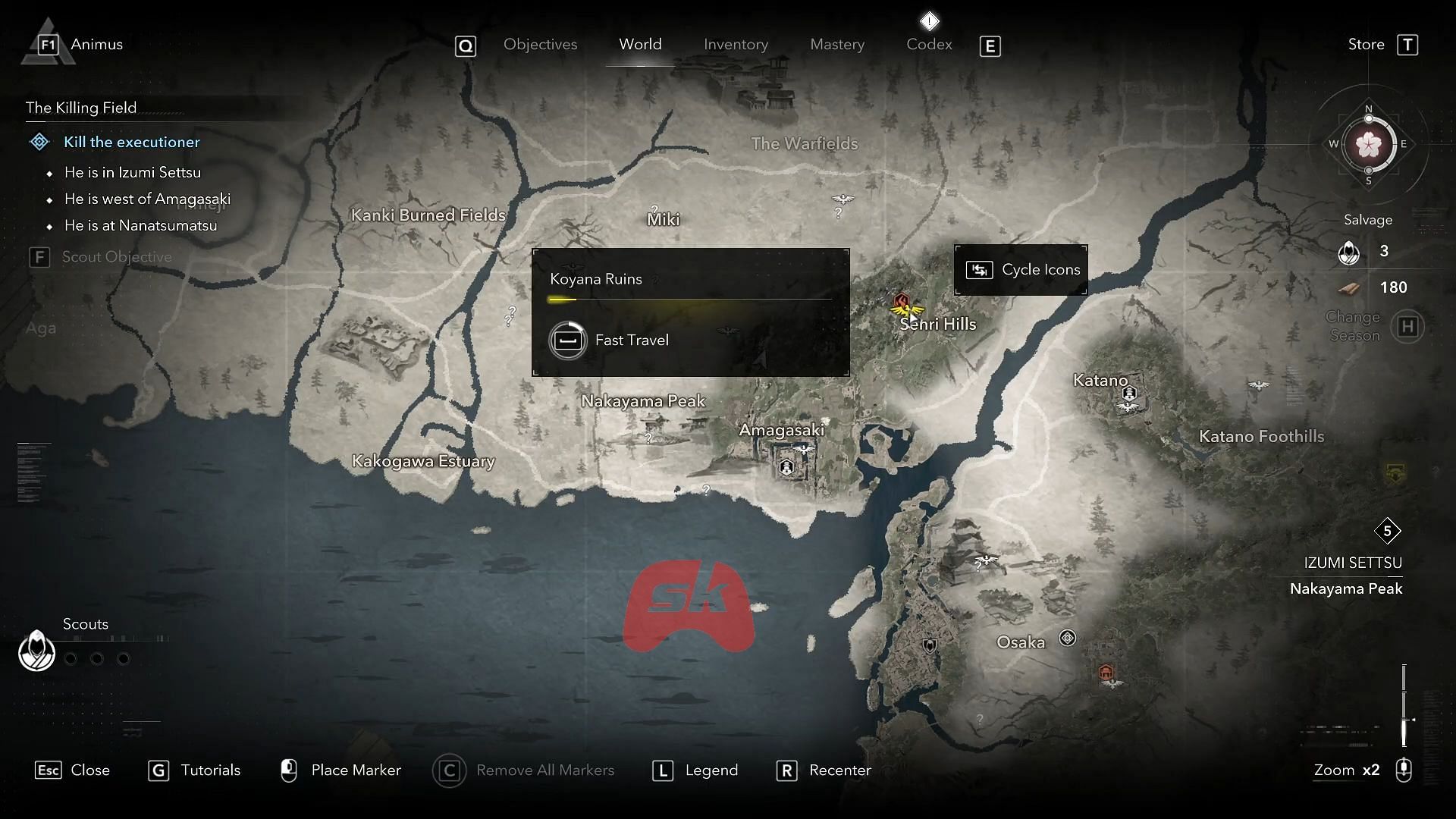 Open the World option from the menu in AC Shadows (Image via Sportskeeda Gaming || Ubisoft)