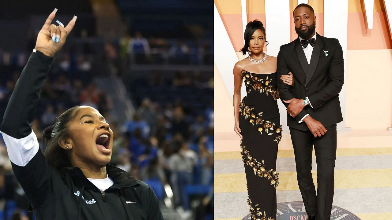 Jordan Chiles and Gabrielle Union-Wade and Dwayne Wade (Image via: Both Getty)